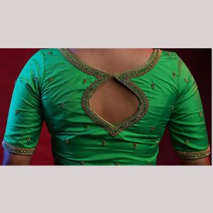 Refreshing green blouse with gold embroidery