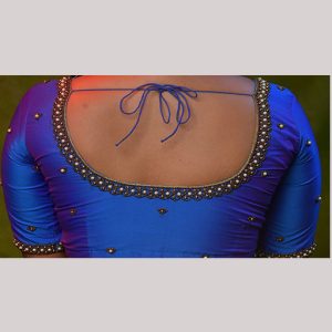 Beautiful blue blouse with white pearl and antique embroidery