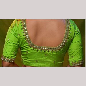 Radiant green blouse with kundan embroidery