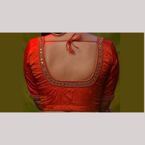 Brilliant red blouse with bead loading & gold embroidery