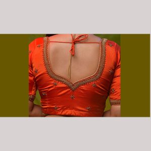 Luminous red blouse with zardosi embroidery