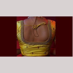 Dreamy pale yellow blouse with golden stripes design