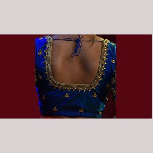 Royal blue blouse with impressive checked design