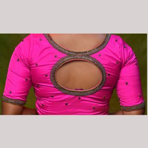 Lavish pink blouse with chain and french knot